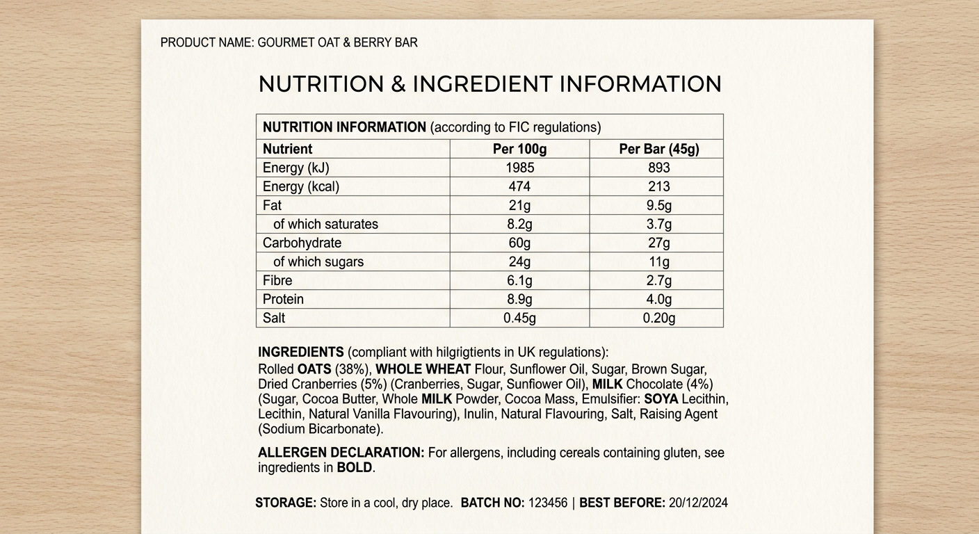 UK nutrition label export